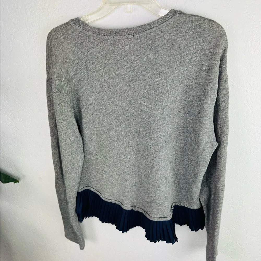 J.CREW Ruffle Pleated Hem in Heather Gray Crew Sweatshirt Top
